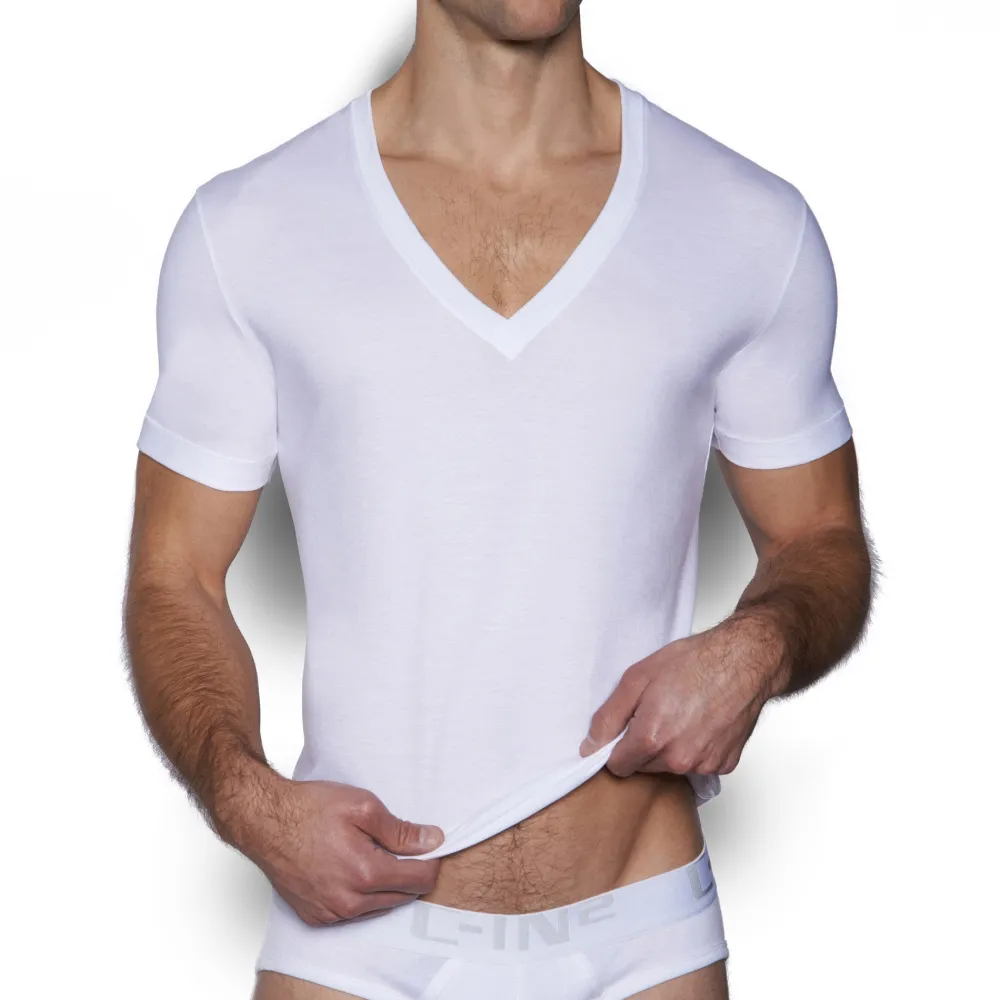 CORE Core|Short Sleeve T-shirts*Deep V-Neck T-Shirt | Men’s Slim Fit Cotton Tee