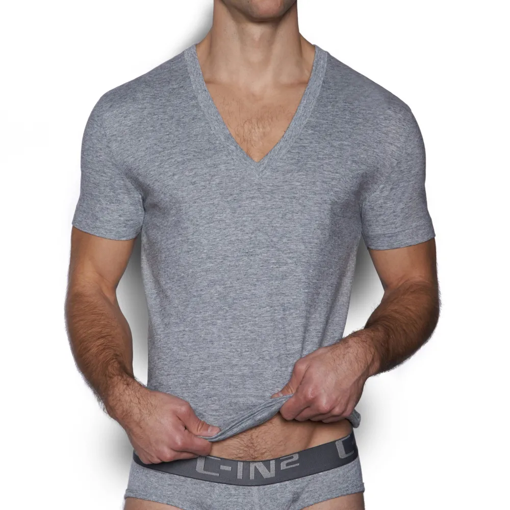 CORE Core|Short Sleeve T-shirts*Deep V-Neck T-Shirt | Men’s Slim Fit Cotton Tee