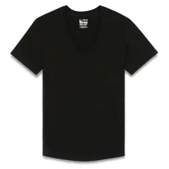 PERFECT PIMA Perfect Pima|Short Sleeve T-shirts*Relaxed Deep V-Neck T-Shirt Black