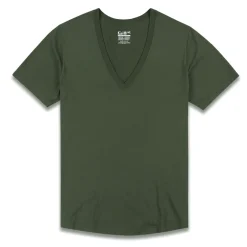 PERFECT PIMA Perfect Pima|Short Sleeve T-shirts*Relaxed Deep V-Neck T-Shirt Gladwin Green