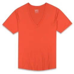 PERFECT PIMA Perfect Pima|Short Sleeve T-shirts*Relaxed Deep V-Neck T-Shirt Rylee Red