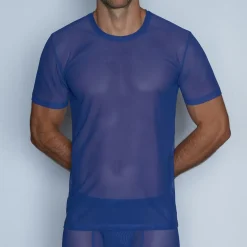 SHEER Sheer|Short Sleeve T-shirts*Crew Neck T-Shirt Bari Blue