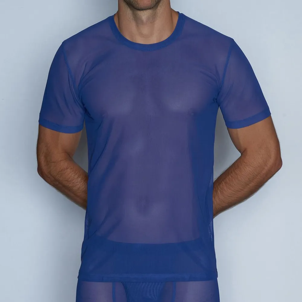 SHEER Sheer|Short Sleeve T-shirts*Crew Neck T-Shirt Bari Blue