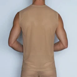 SHEER Sheer*Sleeveless Crew Neck T-Shirt Nix Nude